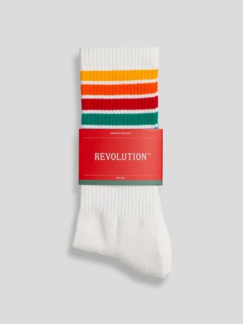 Retro Rainbow White Sports Socks