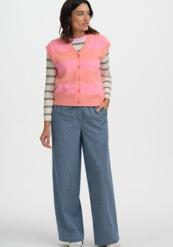 Amber Peachy Pink Striped Vest