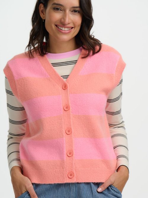 Amber Peachy Pink Striped Vest