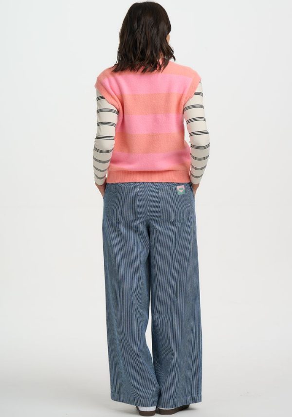 Amber Peachy Pink Striped Vest