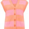 Amber Peachy Pink Striped Vest