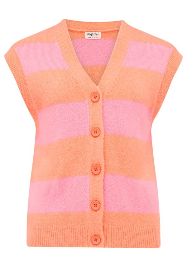 Amber Peachy Pink Striped Vest