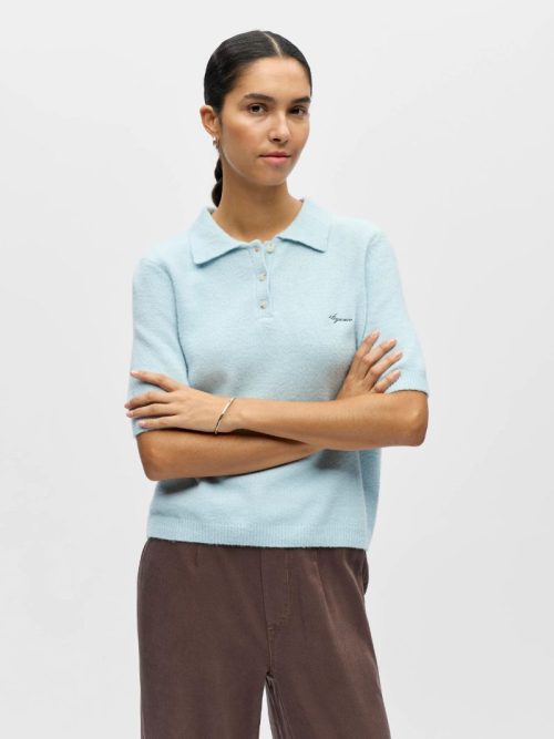 Debbie Ciel Blue Polo Knit