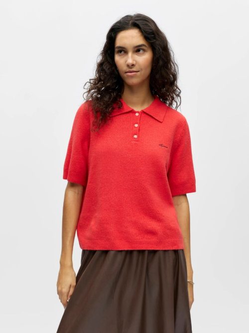 Debbie Post Box Red Polo Knit