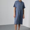 Alexa Navy Stripe Shirt Dress