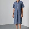 Alexa Navy Stripe Shirt Dress