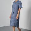 Alexa Navy Stripe Shirt Dress