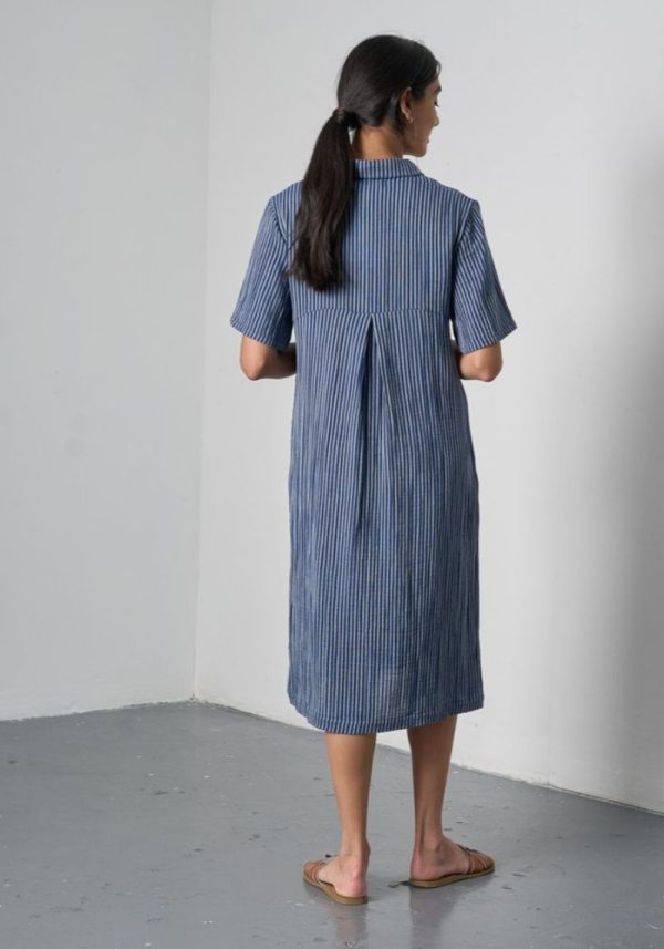 Alexa Navy Stripe Shirt Dress