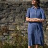 Alexa Navy Stripe Shirt Dress
