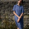 Alexa Navy Stripe Shirt Dress