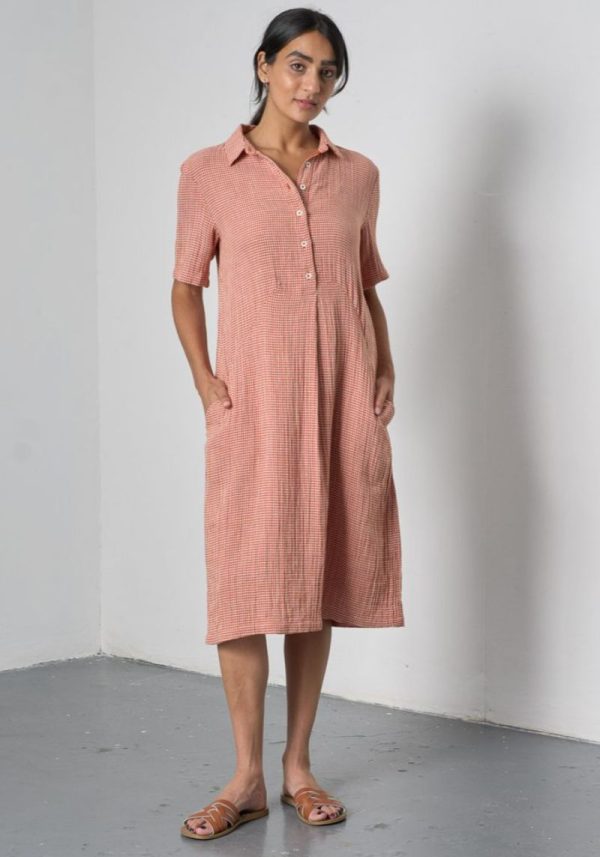 Alexa Small Rust Check Shirt Dress