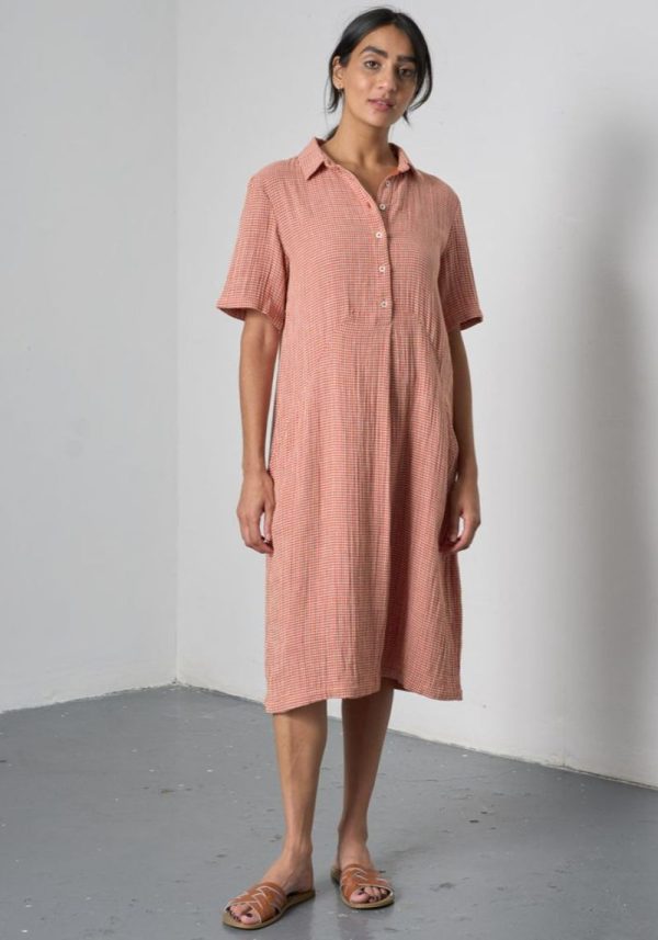 Alexa Small Rust Check Shirt Dress