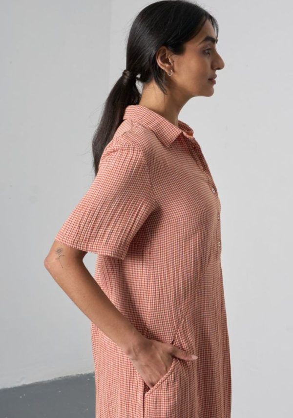 Alexa Small Rust Check Shirt Dress