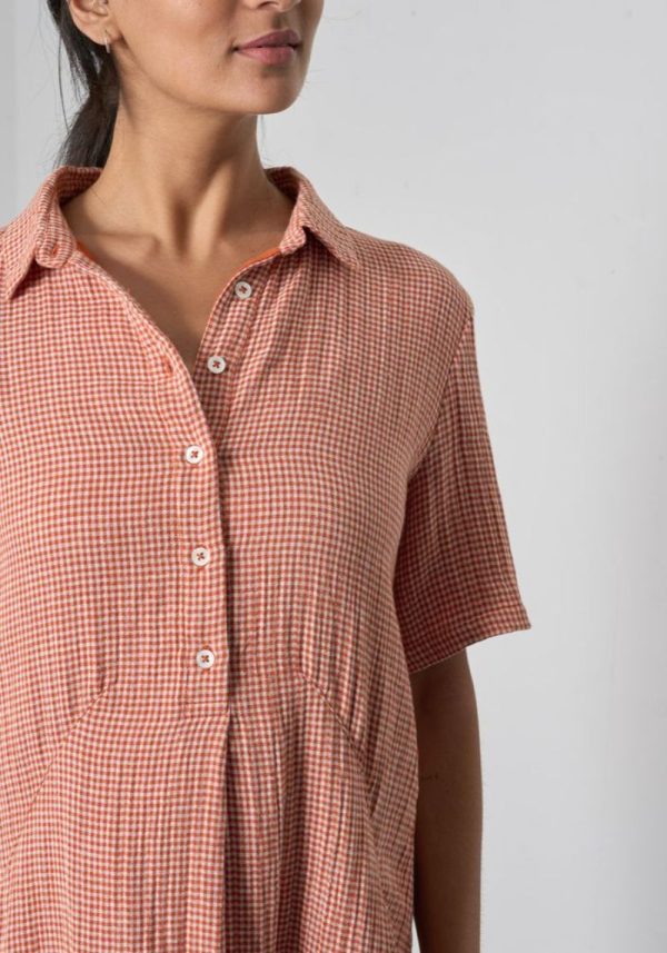 Alexa Small Rust Check Shirt Dress