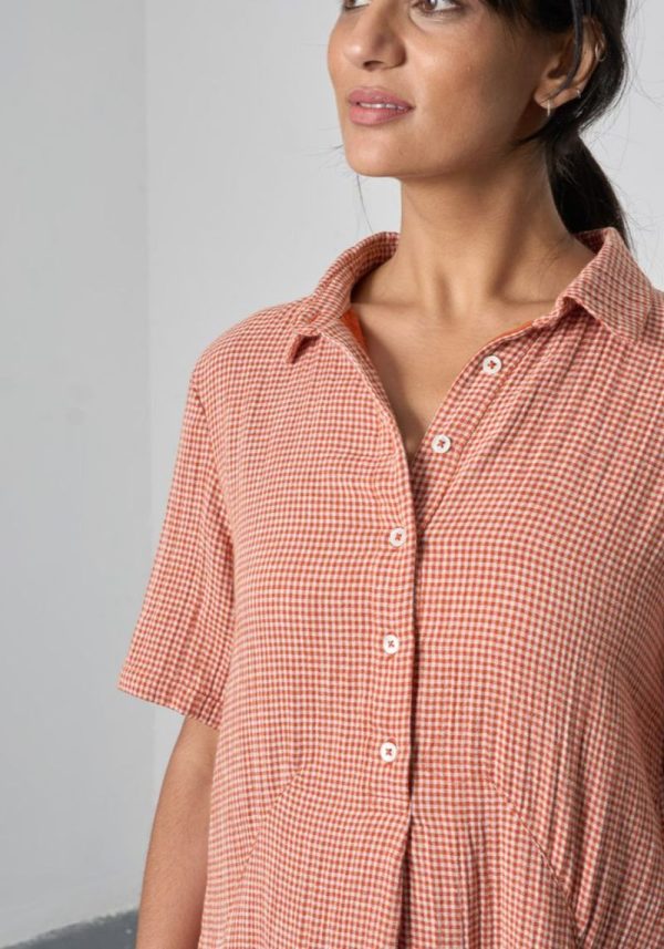 Alexa Small Rust Check Shirt Dress