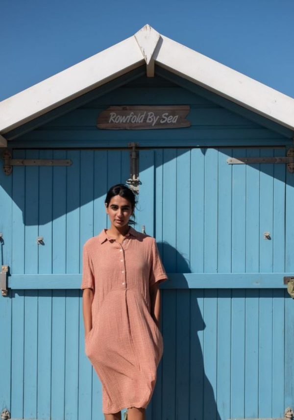 Alexa Small Rust Check Shirt Dress