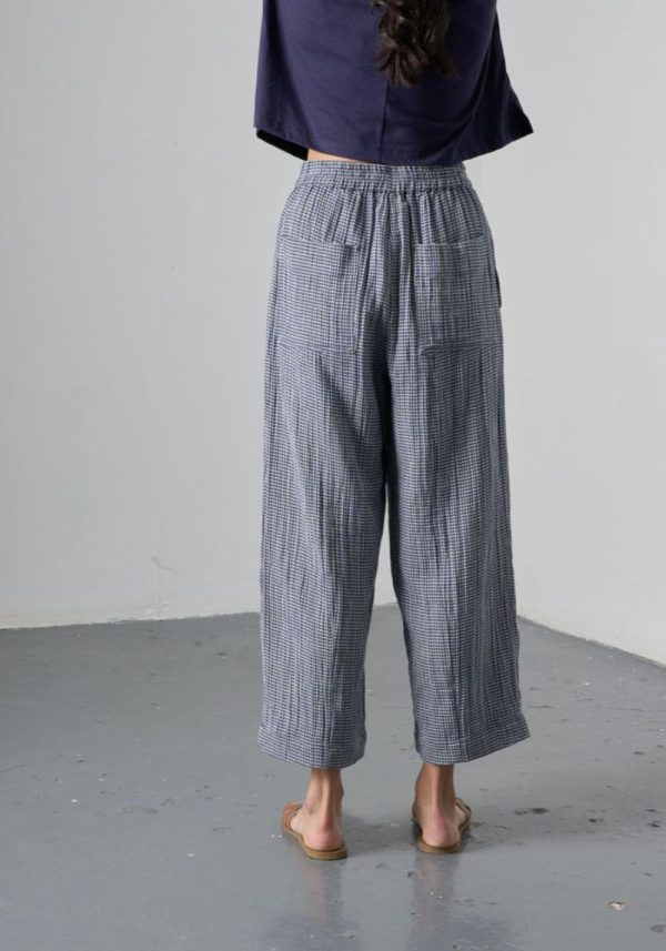 Biblico clara check navy trousers 2 Clara Navy Check Trousers