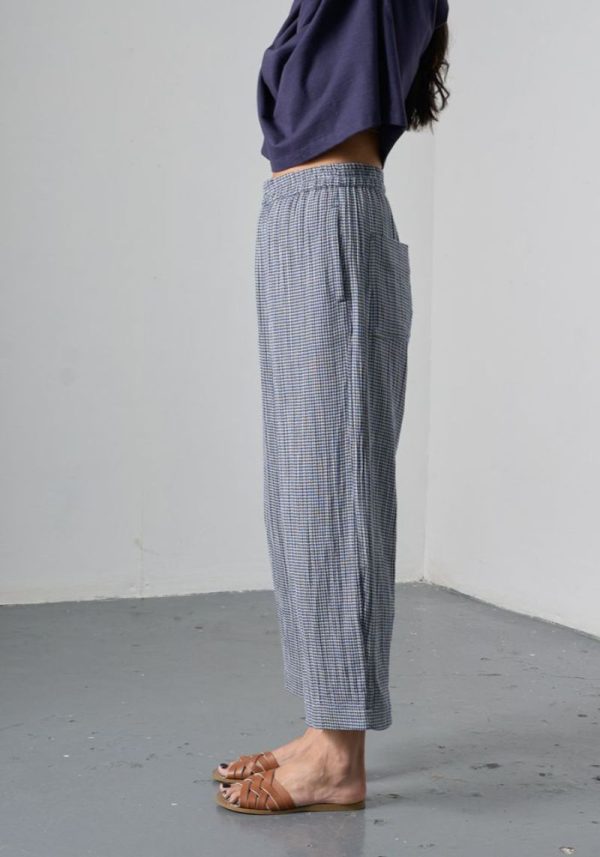 Biblico clara check navy trousers 3 Clara Navy Check Trousers