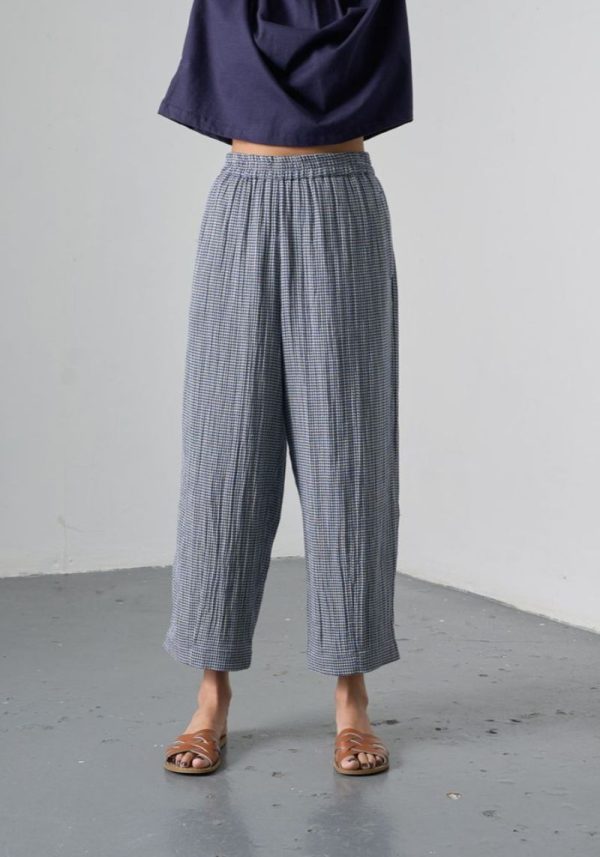 Biblico clara check navy trousers 4 Clara Navy Check Trousers