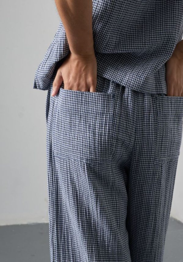 Biblico clara check navy trousers 5 Clara Navy Check Trousers