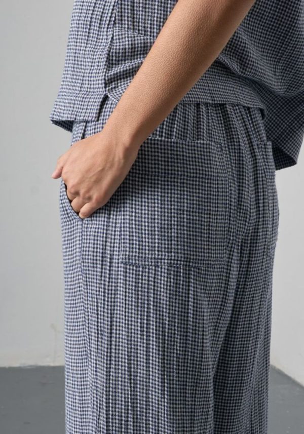 Biblico clara check navy trousers 6 Clara Navy Check Trousers