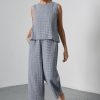 Biblico clara check navy trousers 7 Clara Navy Check Trousers