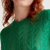 Flora Open Embroidered Green Knit