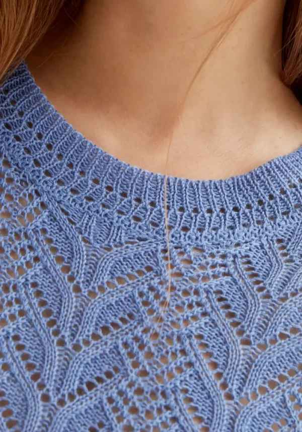 Compania light blue knit 4 Flora Open Embroidered Blue Knit
