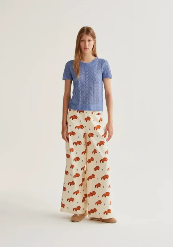 Compania light blue knit 5 Flora Open Embroidered Blue Knit