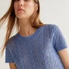 Compania light blue knit 6 Flora Open Embroidered Blue Knit