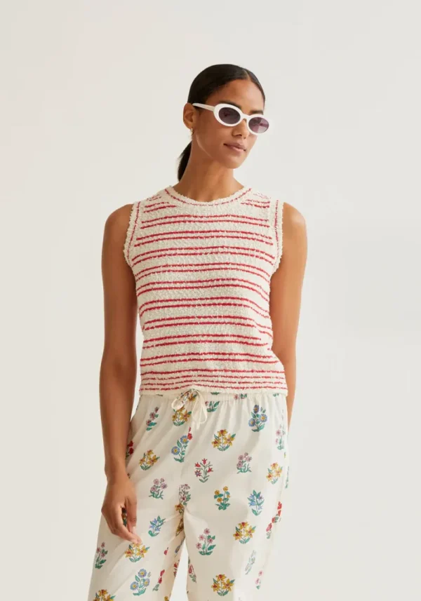 Compania red stripe tank 1 Shirley Red Sleeveless Striped Knit