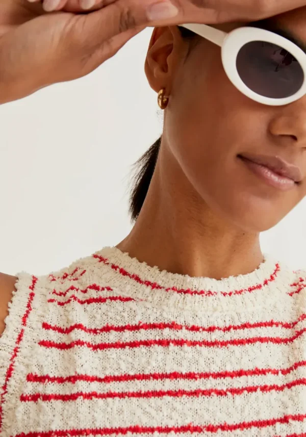 Compania red stripe tank 4 Shirley Red Sleeveless Striped Knit