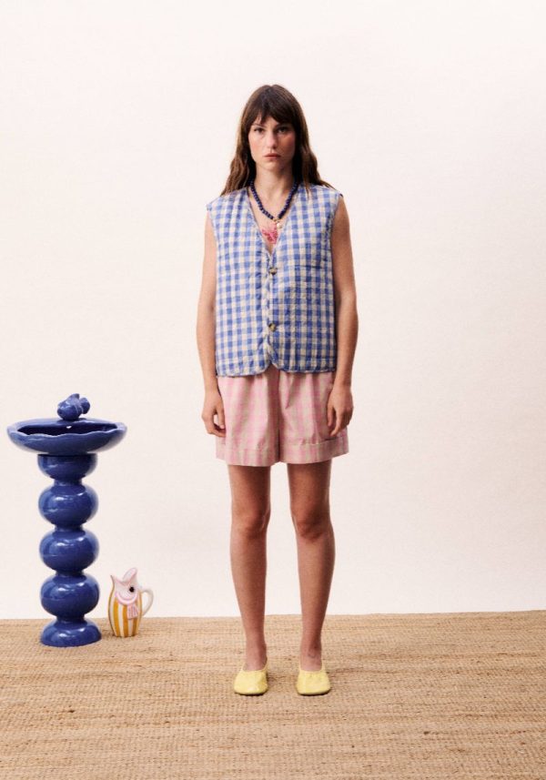 Luminous Rose Checked Shorts