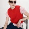 Grace & mila vollo red 2 Vollo Sleeveless Sweater In Rouge