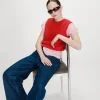 Grace & mila vollo red 4 Vollo Sleeveless Sweater In Rouge