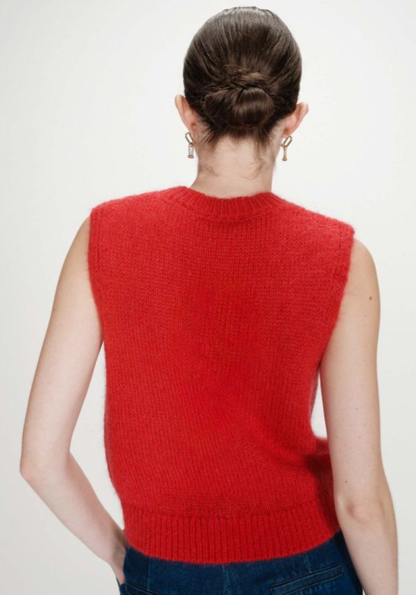 Grace & mila vollo red 5 Vollo Sleeveless Sweater In Rouge