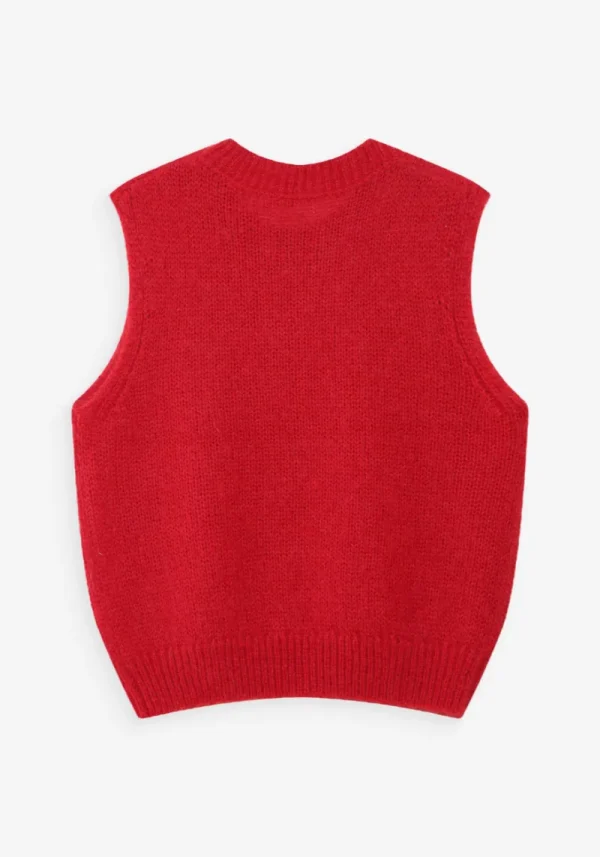 Grace & mila vollo red 7 Vollo Sleeveless Sweater In Rouge