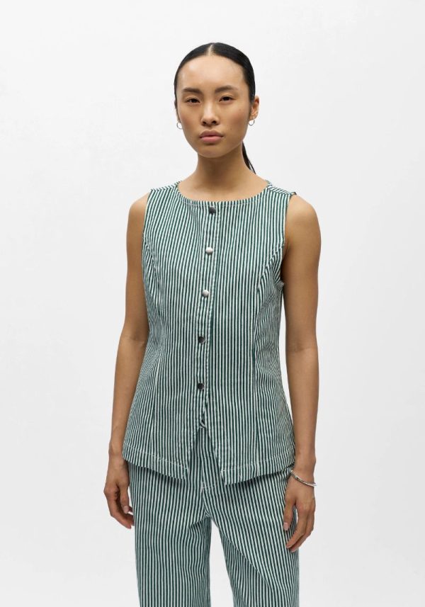 Object green stripe waistcoat 5 Annie Waistcoat