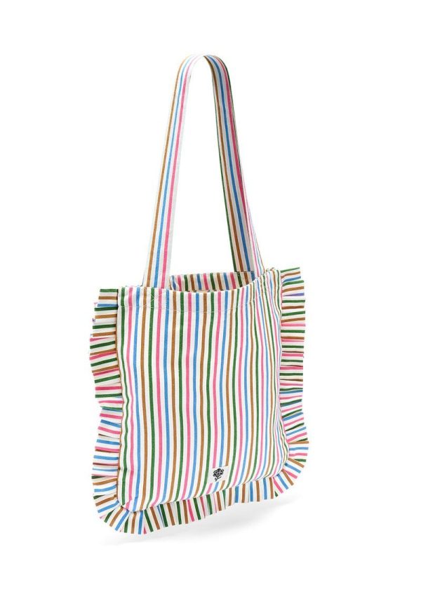 Monica Multi Stripe Frill Tote Bag