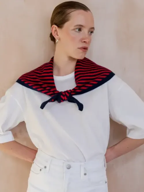 TBco navy red scarf 2 Navy/Red Merino Wool Scarf