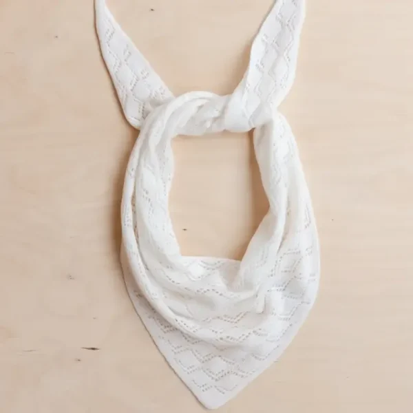 White Pointelle Merino Wool Scarf