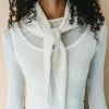 White Pointelle Merino Wool Scarf