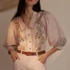 Zena Indigo Coral Blouse