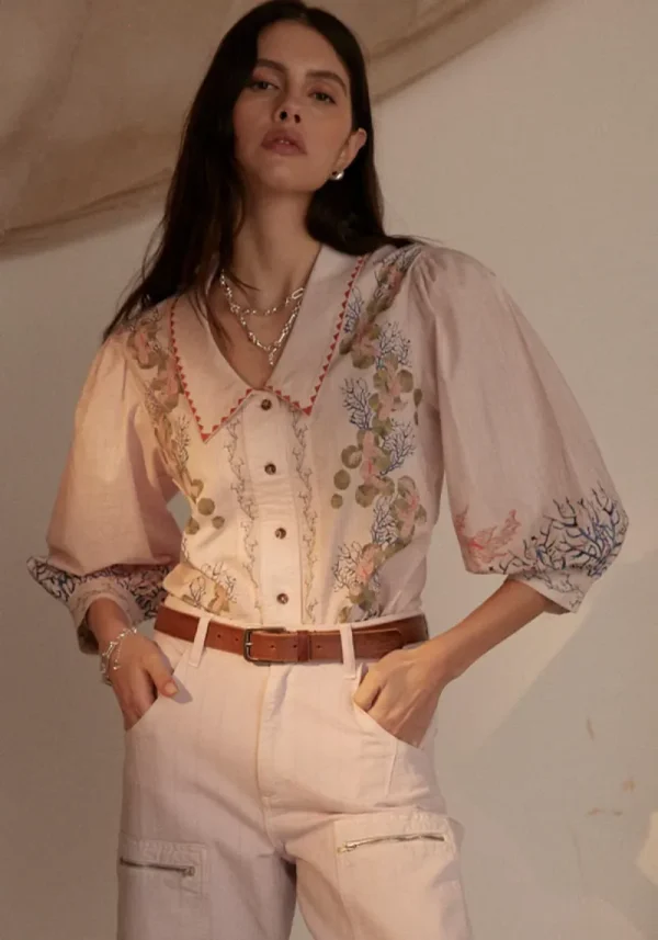 Zena Indigo Coral Blouse