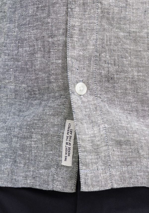 Sauby Navy Melange Linen Shirt