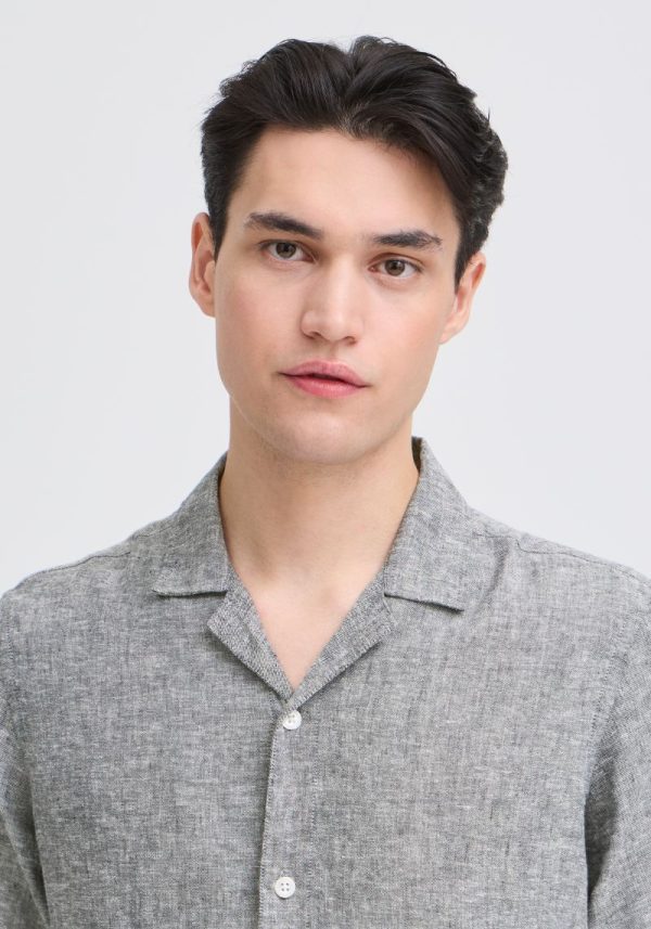 Sauby Navy Melange Linen Shirt