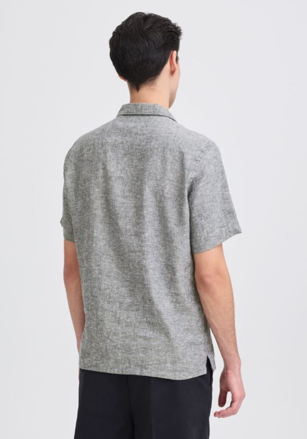Sauby Navy Melange Linen Shirt
