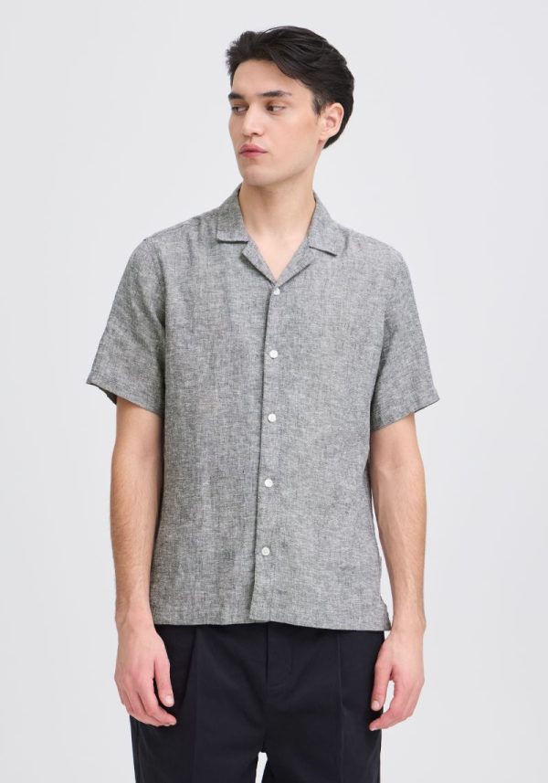 Sauby Navy Melange Linen Shirt