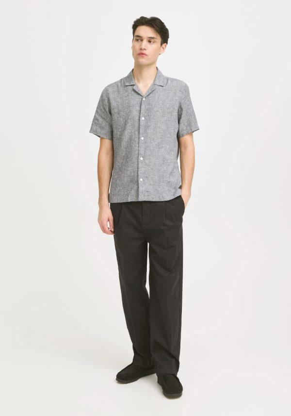 Sauby Navy Melange Linen Shirt