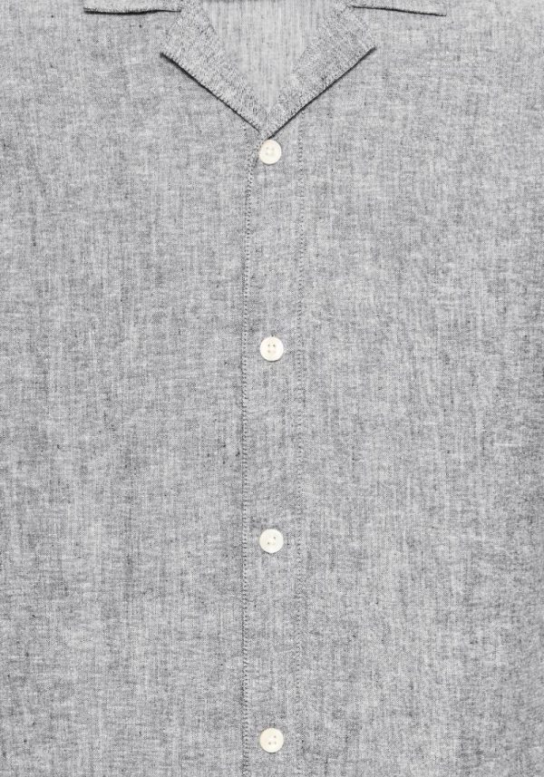 Sauby Navy Melange Linen Shirt